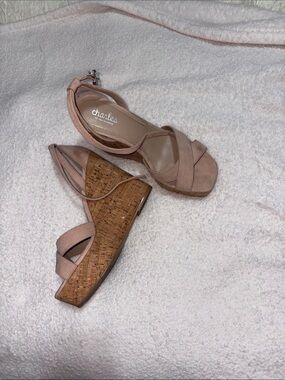 Charles by Charles David Blush Pink Cork Wedge Sandals